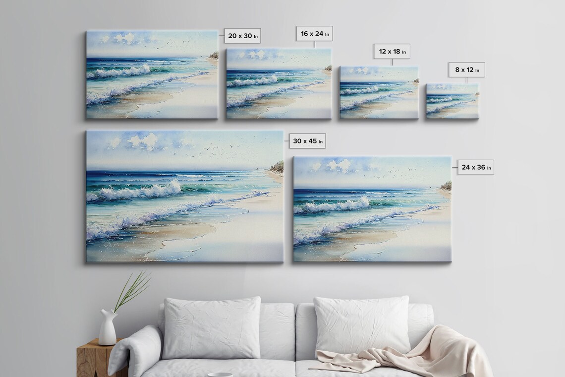 Ocean Beach Abstract Landscape, Coastal Art Print - Image 2