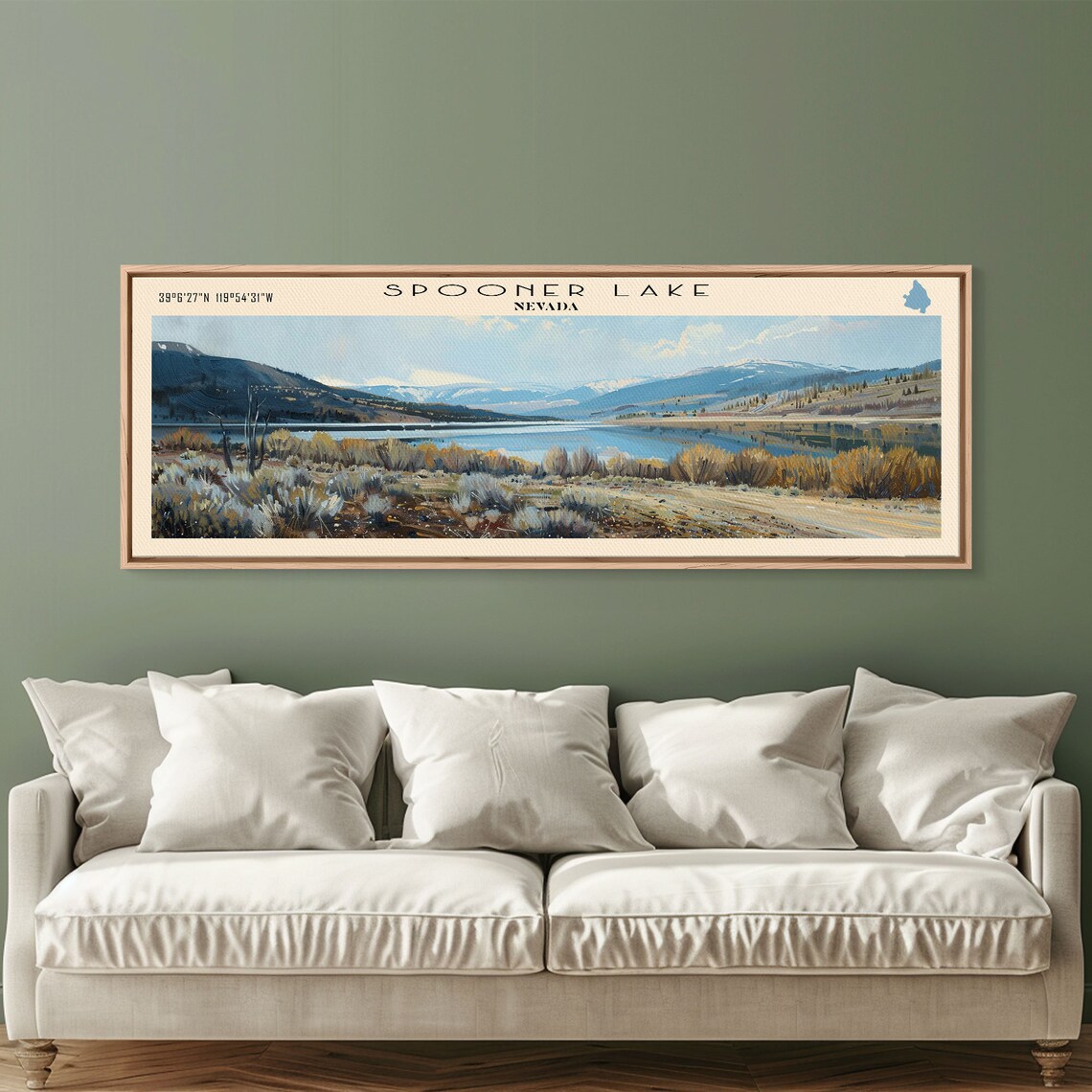 Spooner Lake Nevada Desert Brush Snowy Mountain Peaks Travel Poster - Image 3