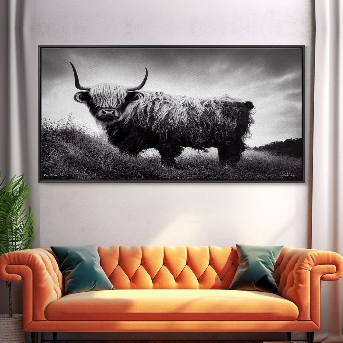 Scotland Highland Cow Black And White Shaggy Bull Farm Poster - Image 5