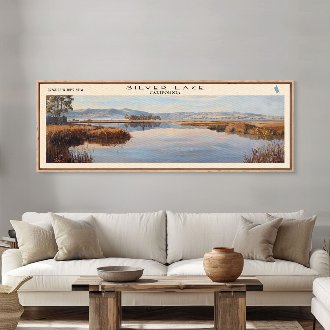 Silver Lake California Golden Reeds Mountain Reflections Travel Poster - Image 3