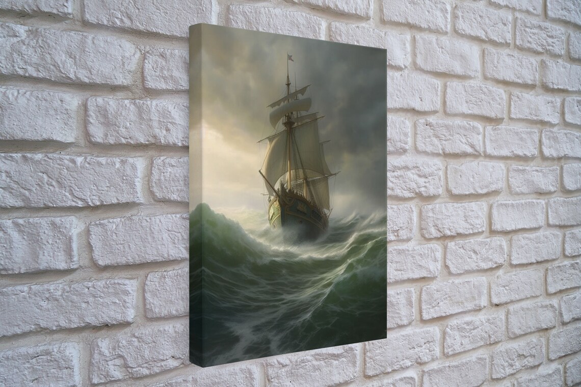 Haunted Ghost Ship On Stormy Seas Dark Fantasy Ocean Art Poster - Image 4