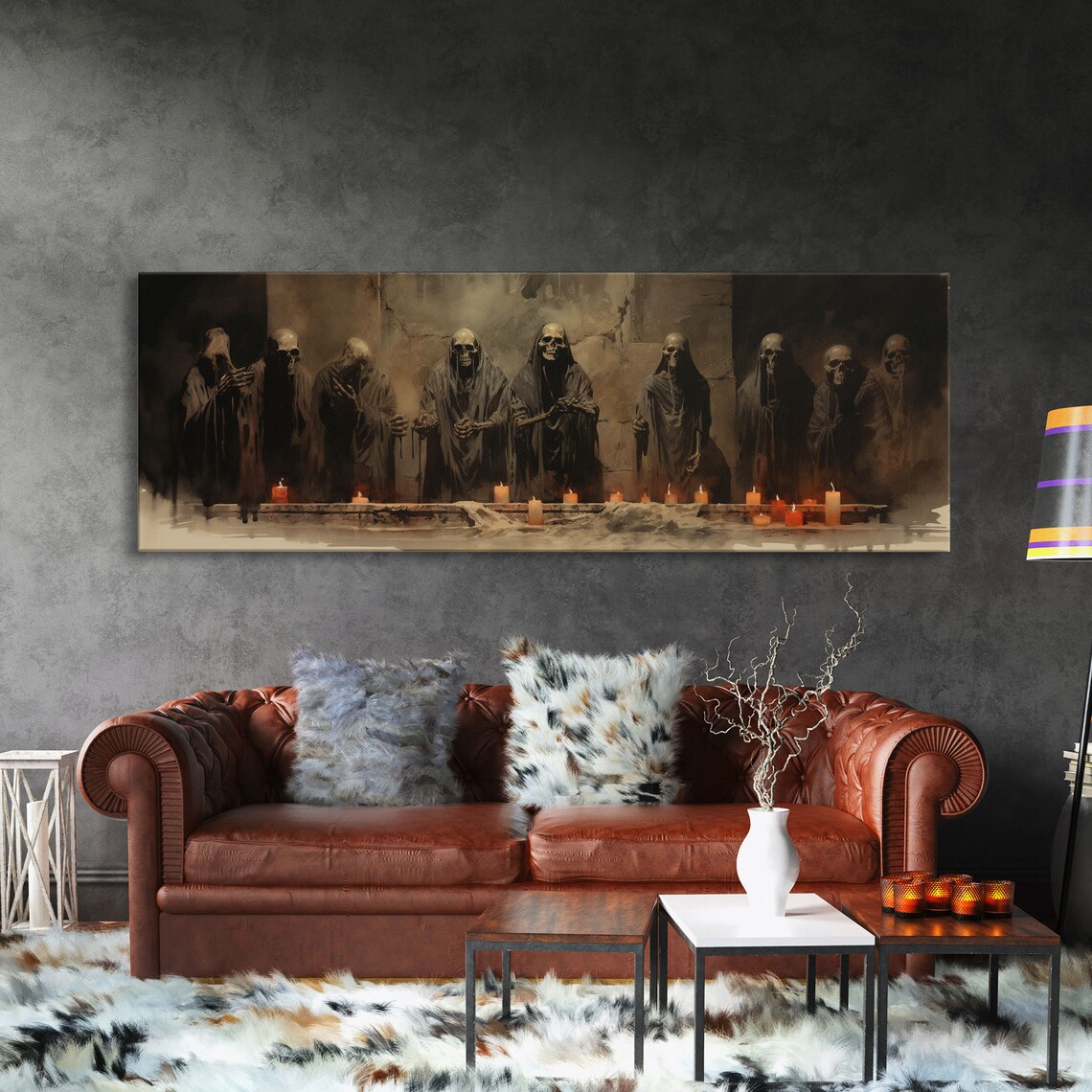 Skeleton Cult Halloween Poster, Spooky Wall Decor - Image 3
