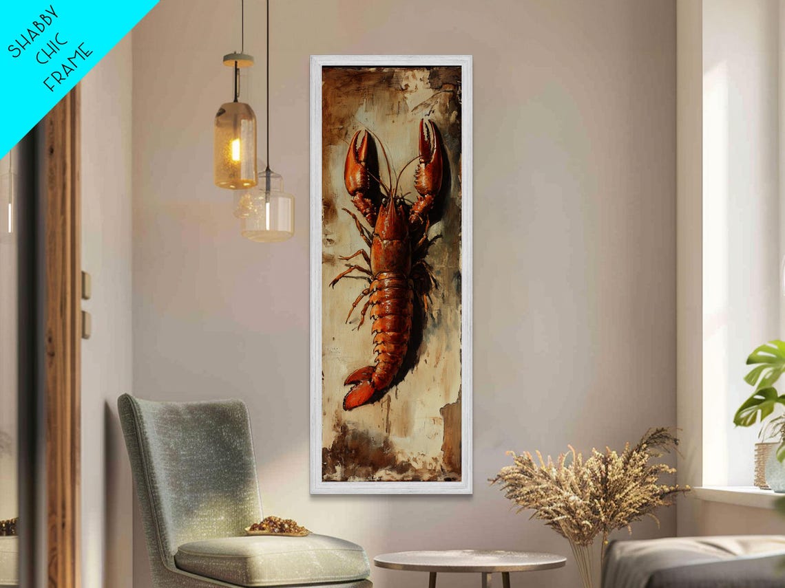 Rustic Crayfish Lobster Oil Painting Cajun Kitchen Wall Art Poster - Image 6