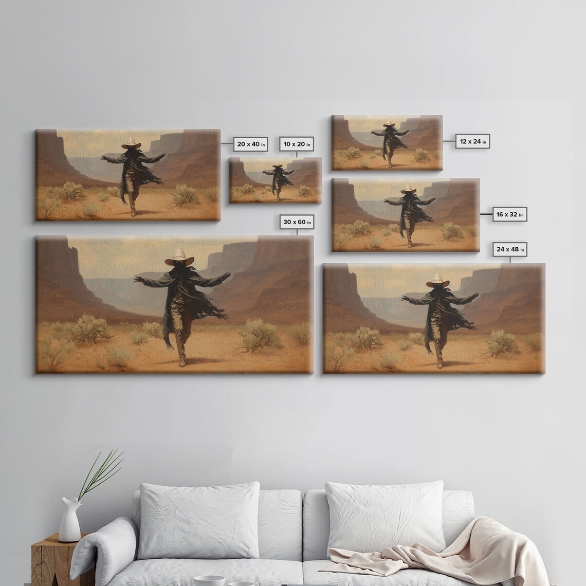 Fabulous Ghost Cowboy Desert Canyon Lone Figure Spooky Western Wall Poster - Image 2