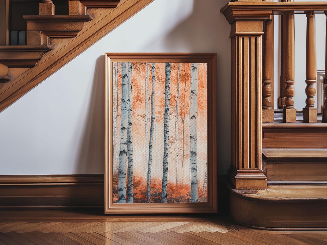 Original Birch Tree Forest Painting Print Birch Tree Textured Wall Art Statement Living Room Wall Art Decor Designer Art Custom Art - Image 4
