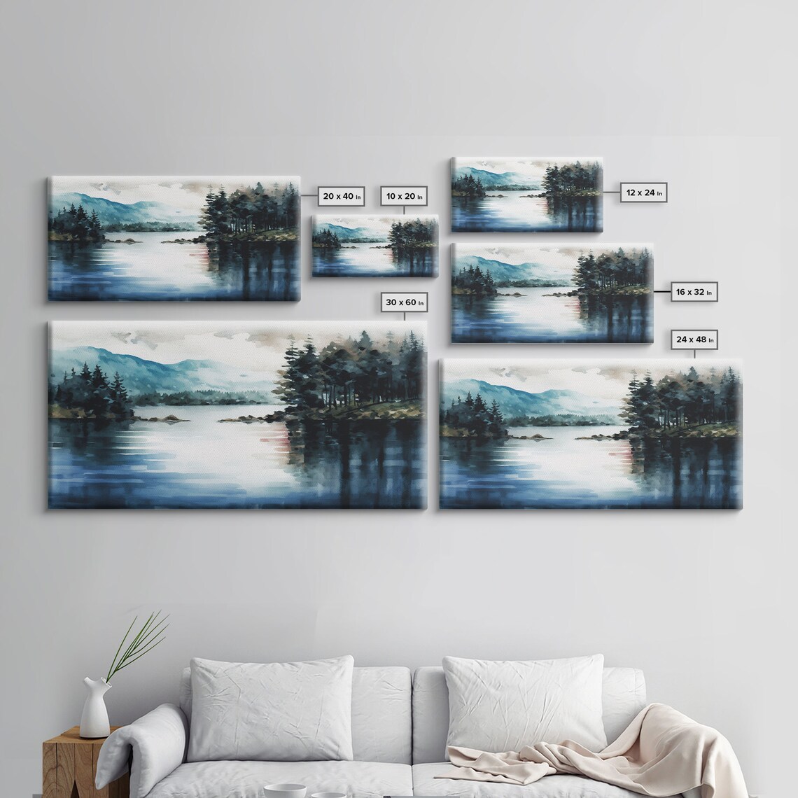 Subdued Whimsical Lakehouse Watercolor Art Print - Image 2
