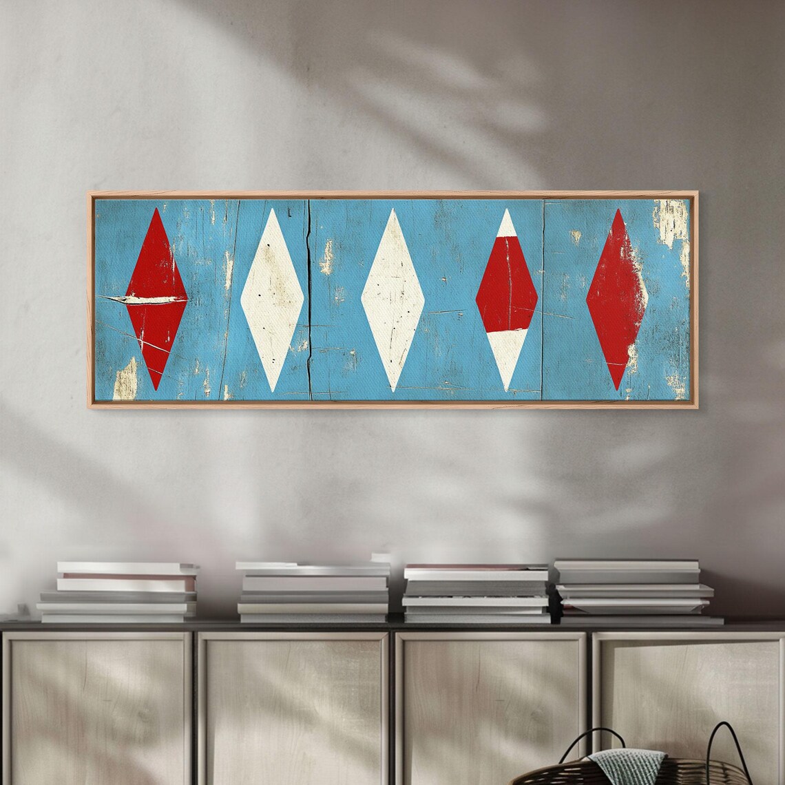 Red White Diamonds, Rustic MCM Mashup Home Decor