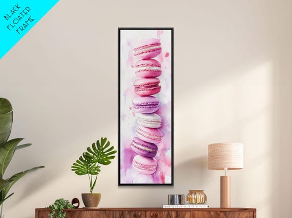 Macaron Art Print Food Review Kitchen Art Pink Orange Wall Art Whimsical Art Dessert Painting Gift Idea Kitchen Rustic
