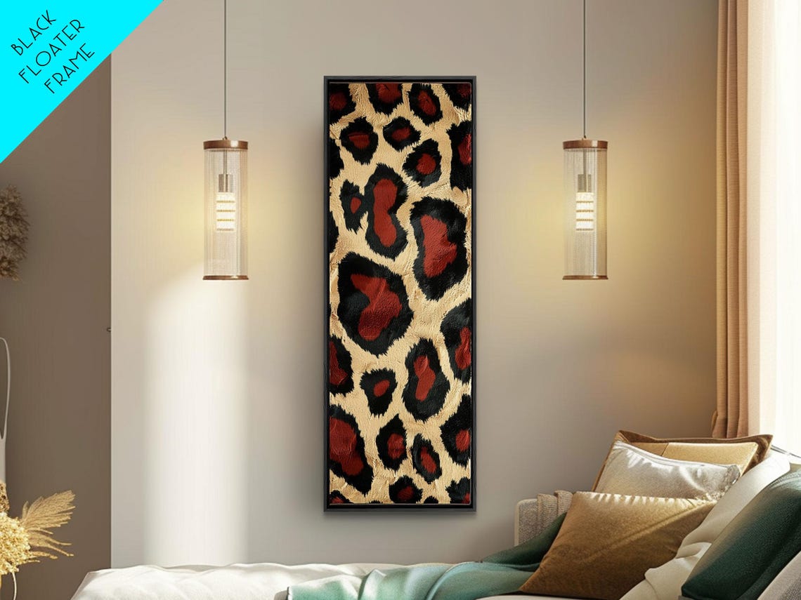 Classic Leopard Print Cream Black Red Spots Animal Pattern Poster