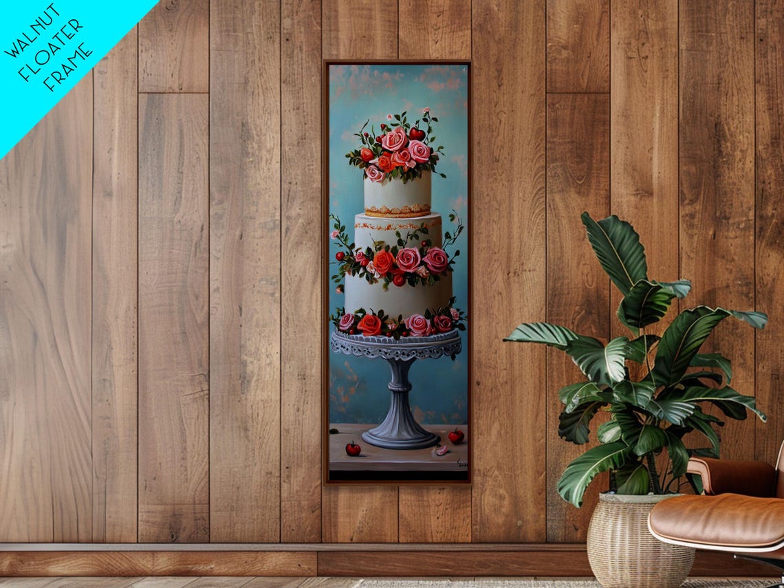 Wedding Cake With Roses Floral Cake Stand Still Life Painting Poster - Image 2