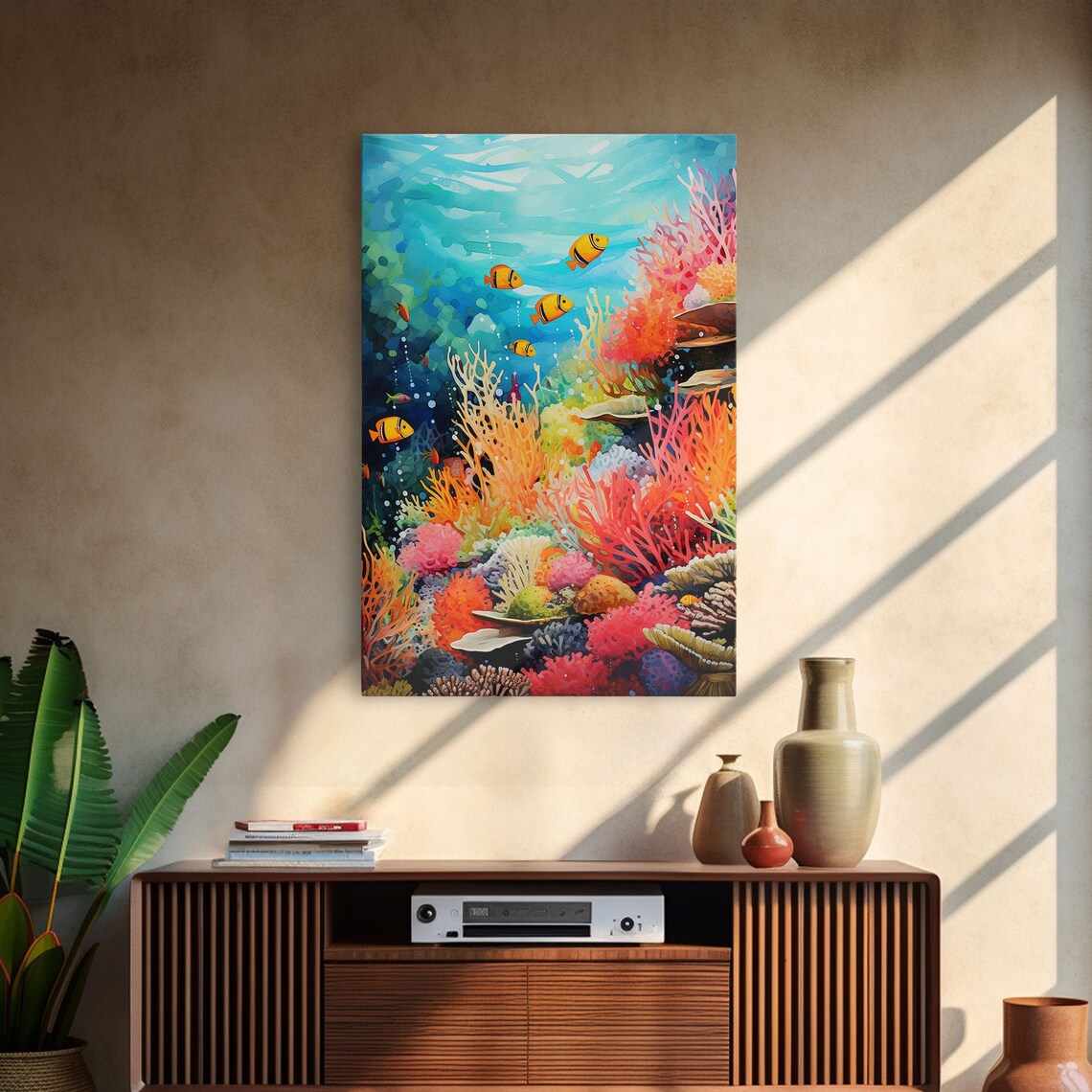 Colorful Coral Reef Tropical Fish Underwater Sea Life Painting Poster - Image 3