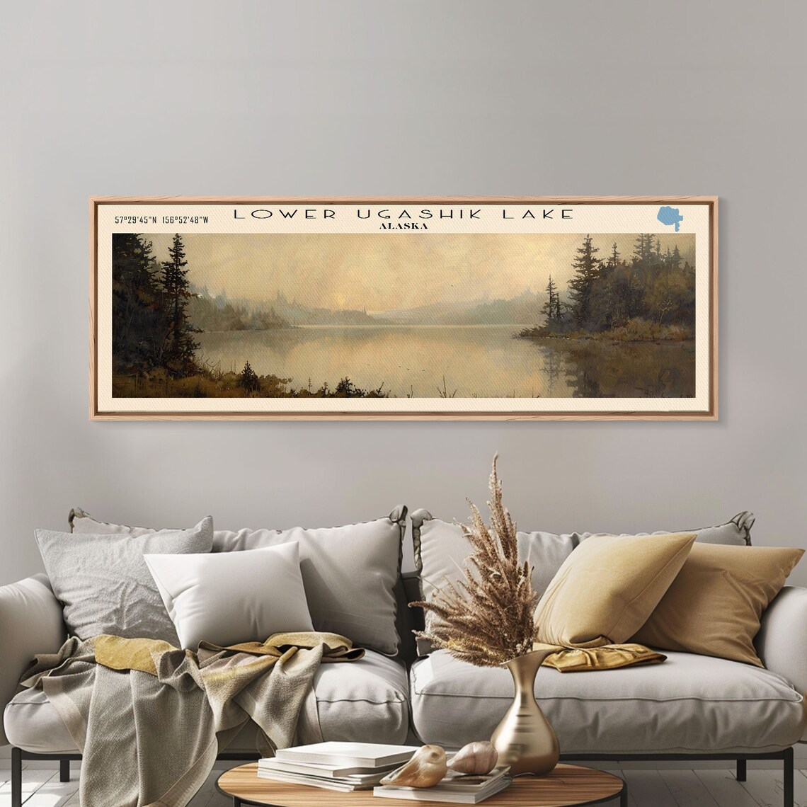 Lower Ugashik Lake Alaska Misty Golden Fog Evergreen Lake Art Poster - Image 3