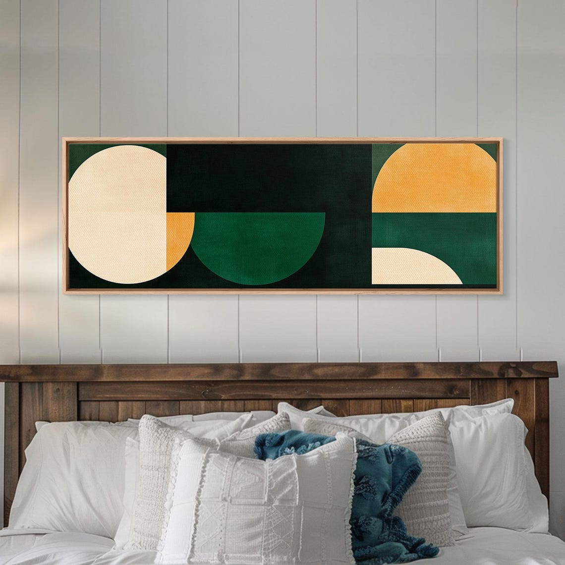 Geometric Circles Mid Century Modern Green Gold Abstract Poster - Image 3