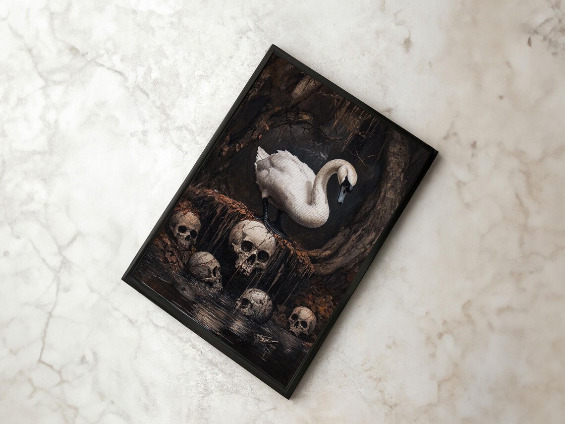 Black Swan Gothic Halloween Art Print, Dark Academia - Image 6