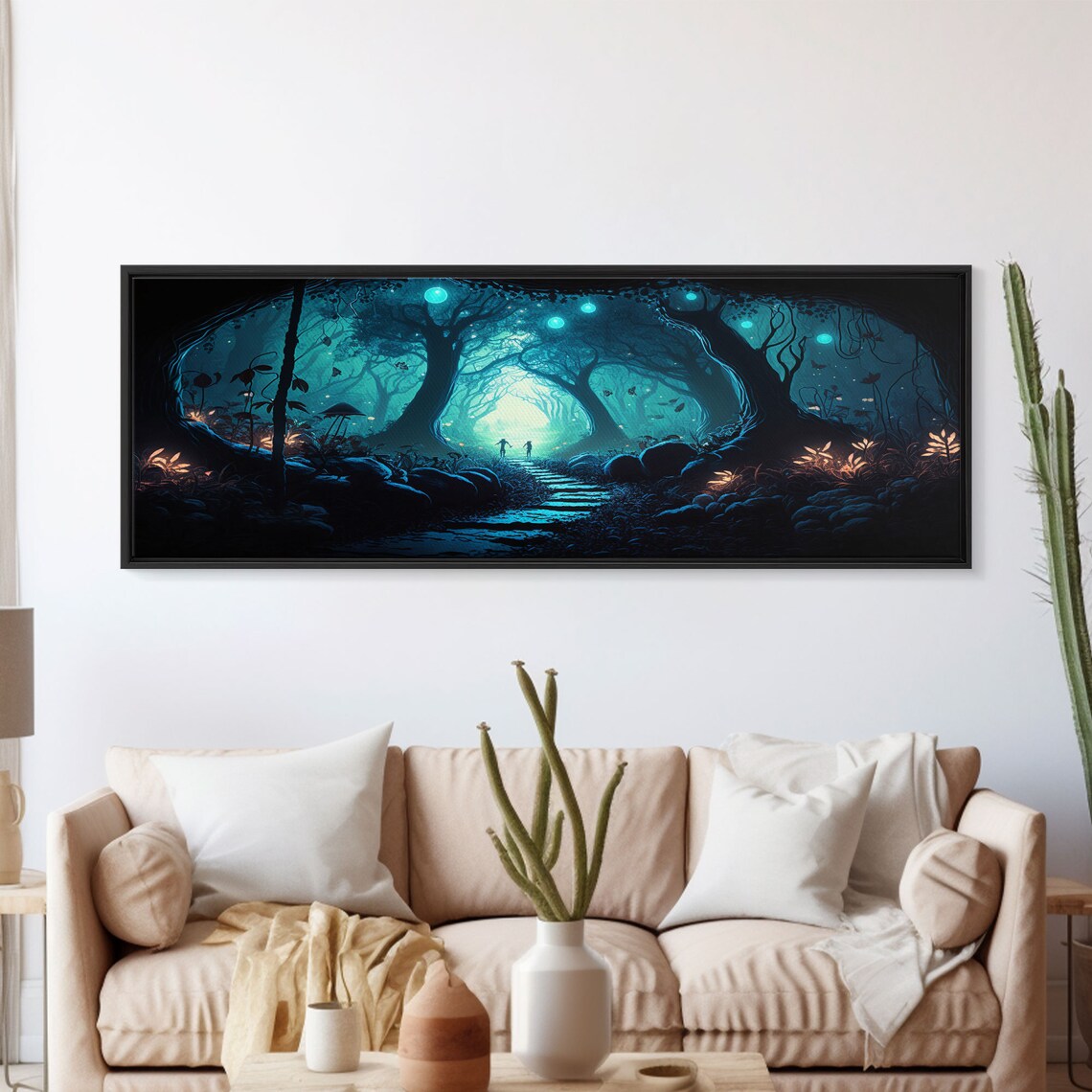 Mycelium Network Fantasy Forest At Night Art Print - Image 5