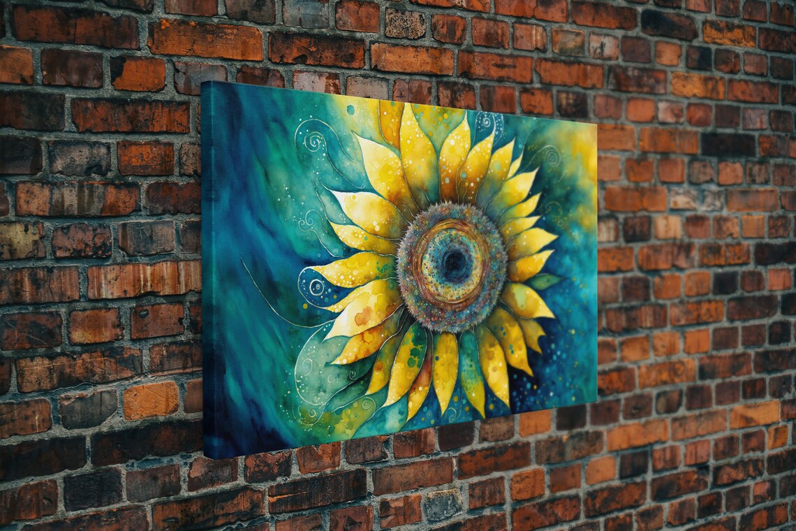 Sunflower Watercolor Farmhouse Living Room Art Print - Image 5