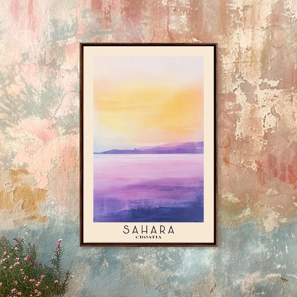 Sahara Croatia Abstract Sunset Sea Purple Gold Watercolor Travel Poster - Image 4