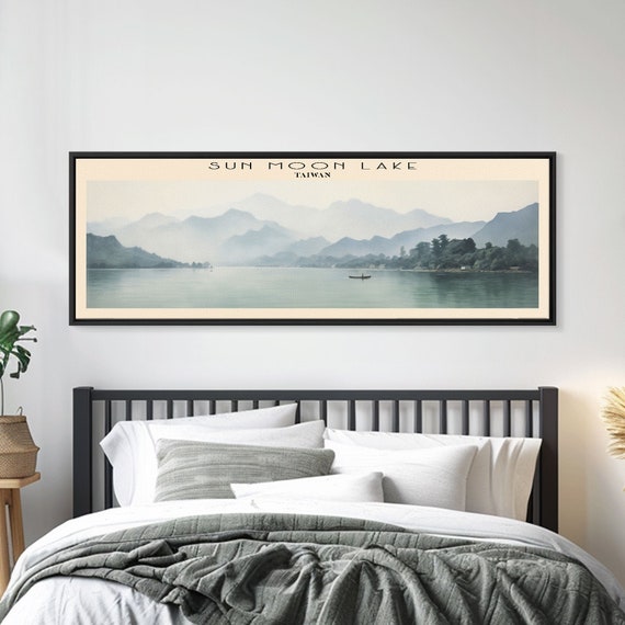 Sun Moon Lake Travel Poster Print Framed Wall Art Metal Wall Art Taiwan Art Gift For Him Panoramic Wall Art Travel Gift