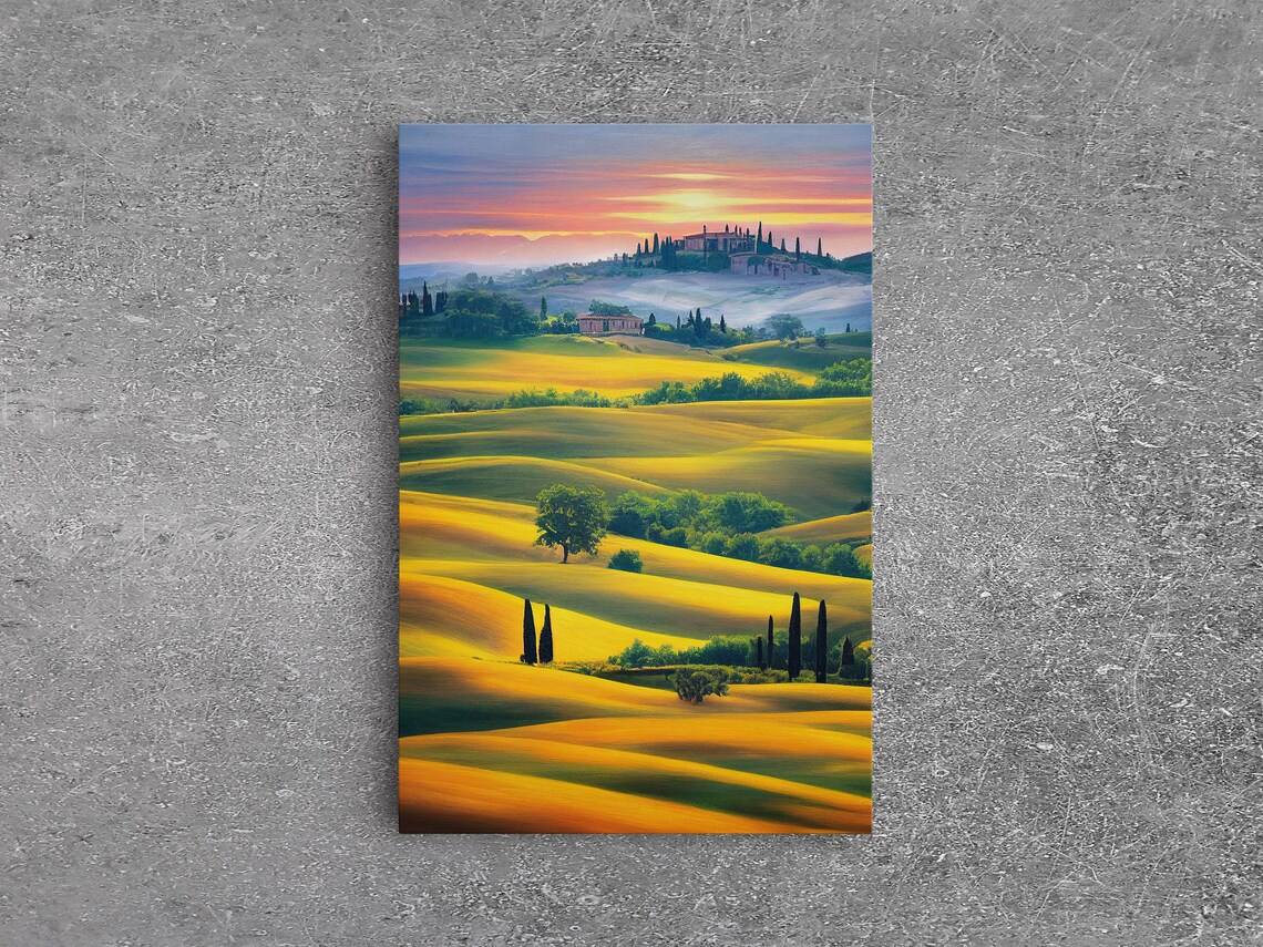 Italian Countryside Sunset Art Print, Italy Landscape