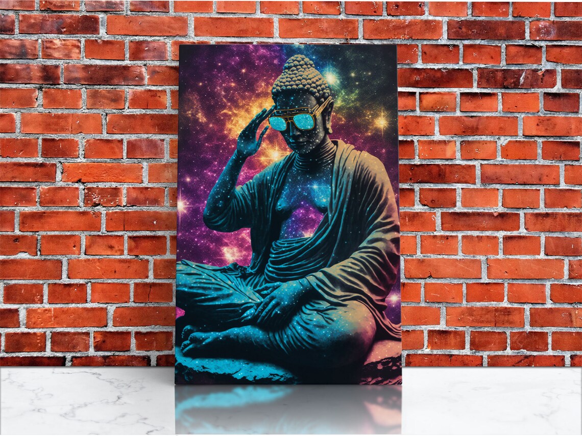 Psychedelic Buddha With Aviators Meditation Art Print - Image 3