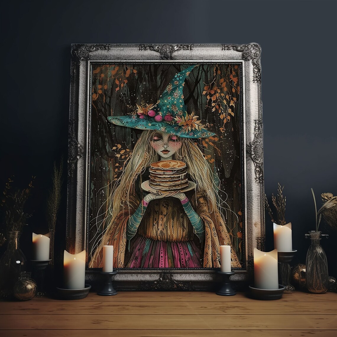 The Witch and Her Pancakes, Funny Halloween Art