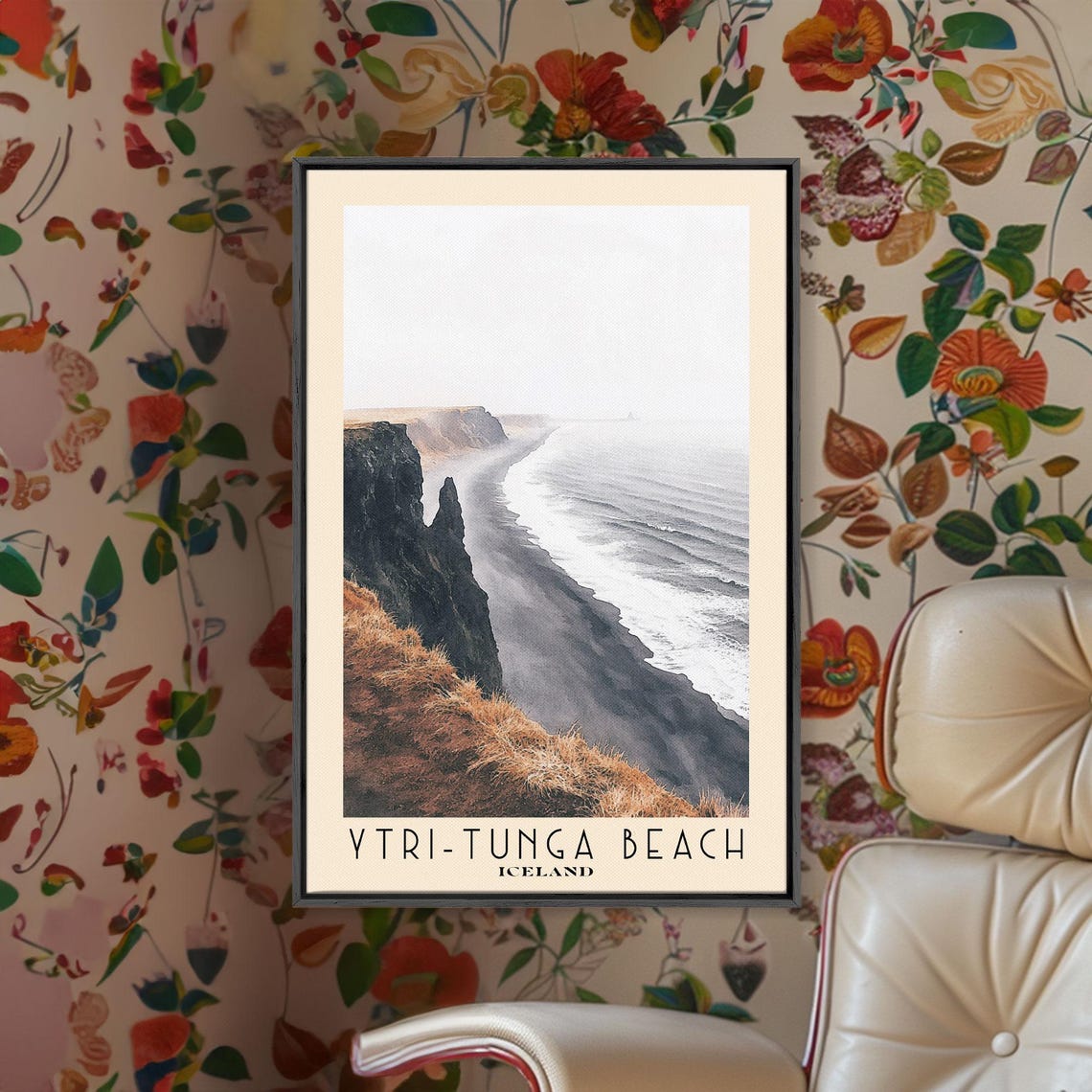 Ytri Tunga Beach Iceland Black Sand Cliffs Misty Coast Poster