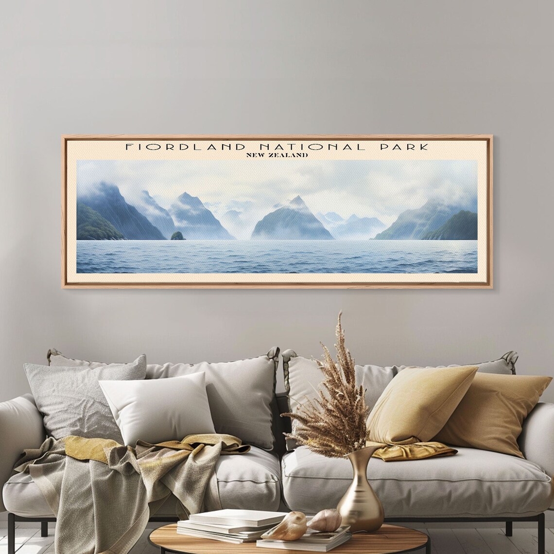 Fiordland New Zealand Misty Fjord Mountain Reflections Panoramic Travel Poster - Image 4