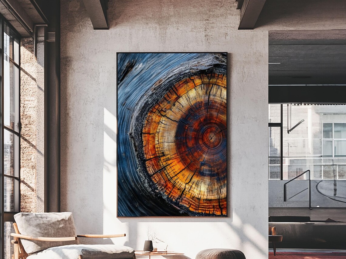 Print With Wood Frame Tree Rings Vertical Wall Art Boho Minimalist Modern Farmhouse Decor Rustic Art Contemporary Art - Image 6
