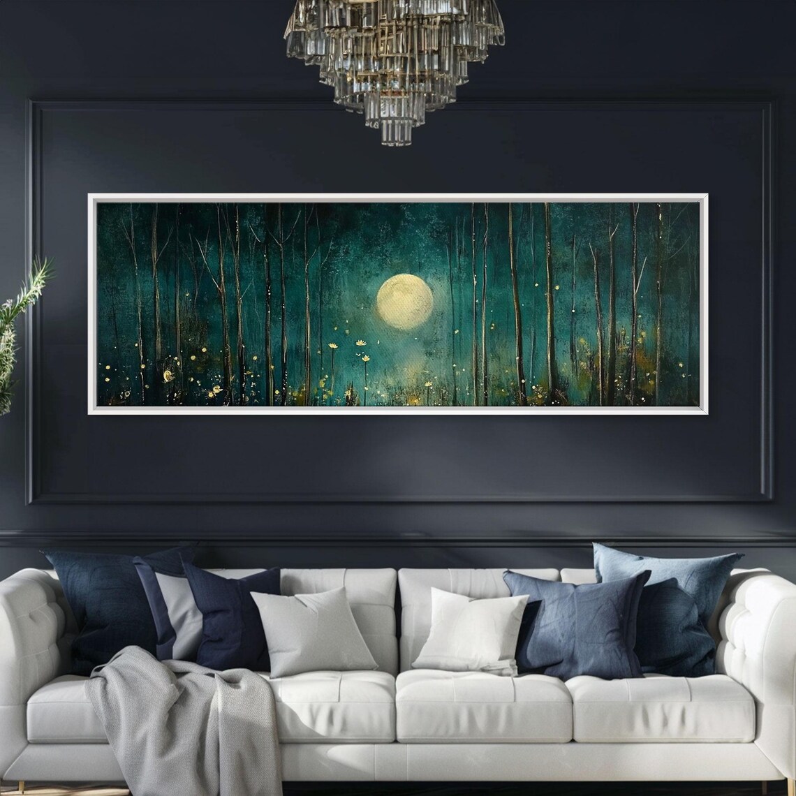 Moon Over The Forest, Vintage Dark Forest Art Print