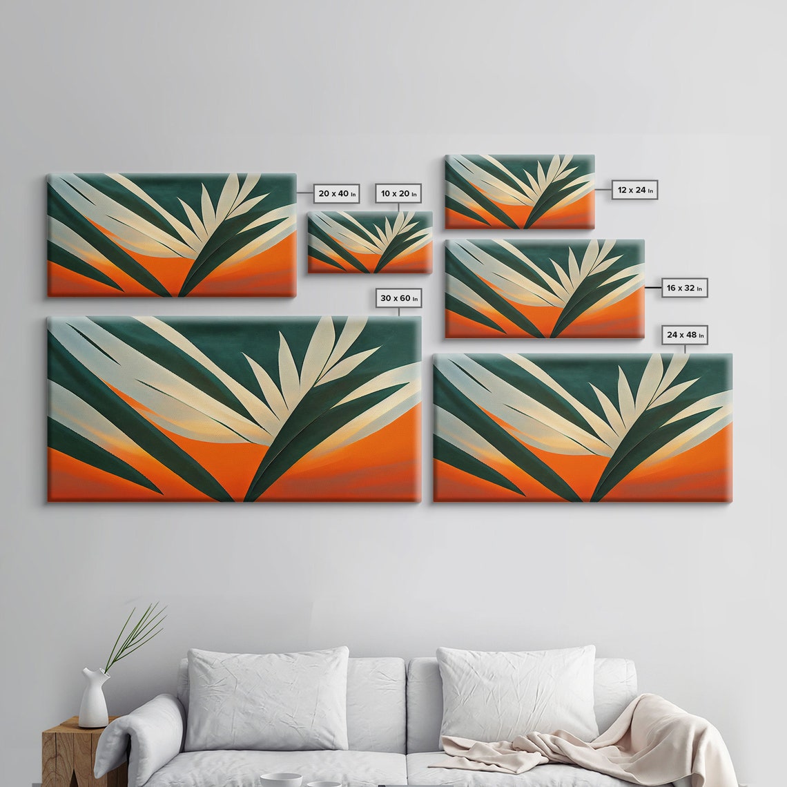 Vintage Style Art Deco Palm Leaf Framed Print Framed Art Wall Decor Palm Tree Tropical Art Mindcentury Art Deco Style - Image 2