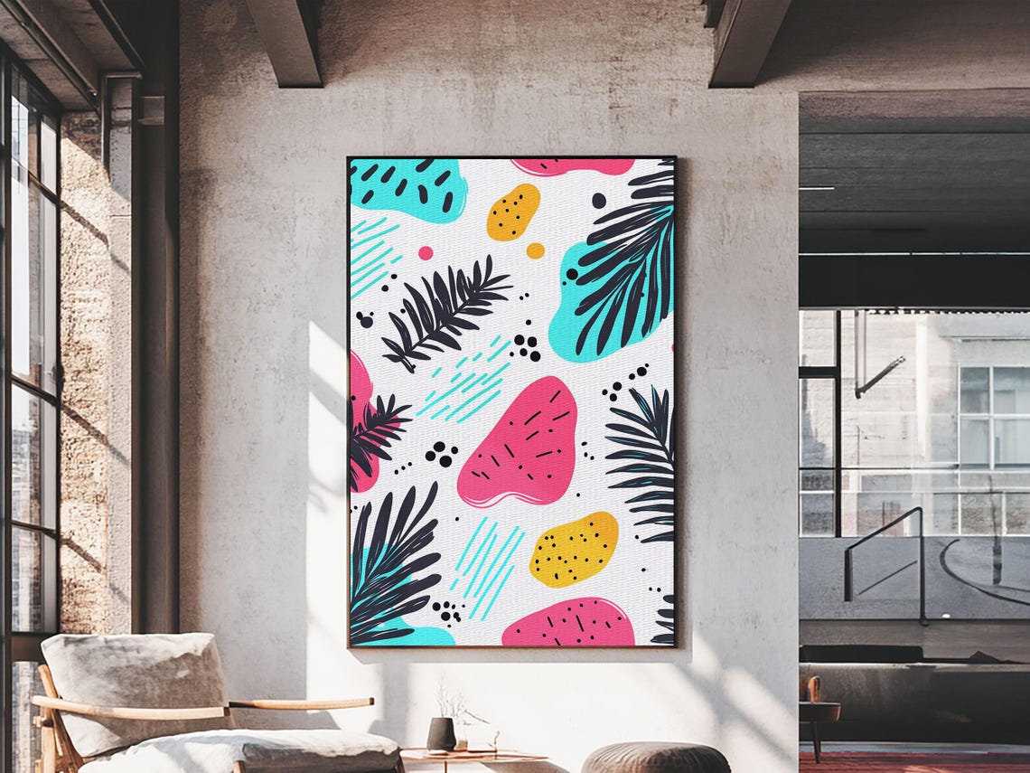 Retro Style Abstract Painting, Colorful - Image 2