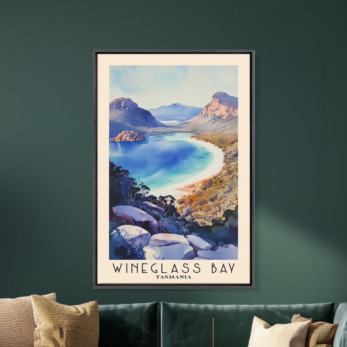 Wineglass Bay Tasmania Crescent Beach Blue Water Mountain View Poster - Image 5