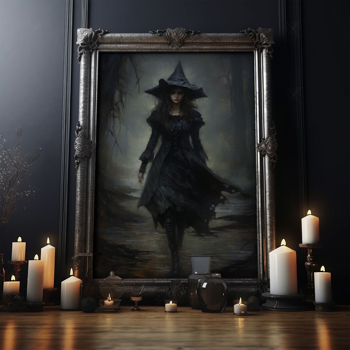 Halloween Witch Retro Gothic Victorian Art Print - Image 4