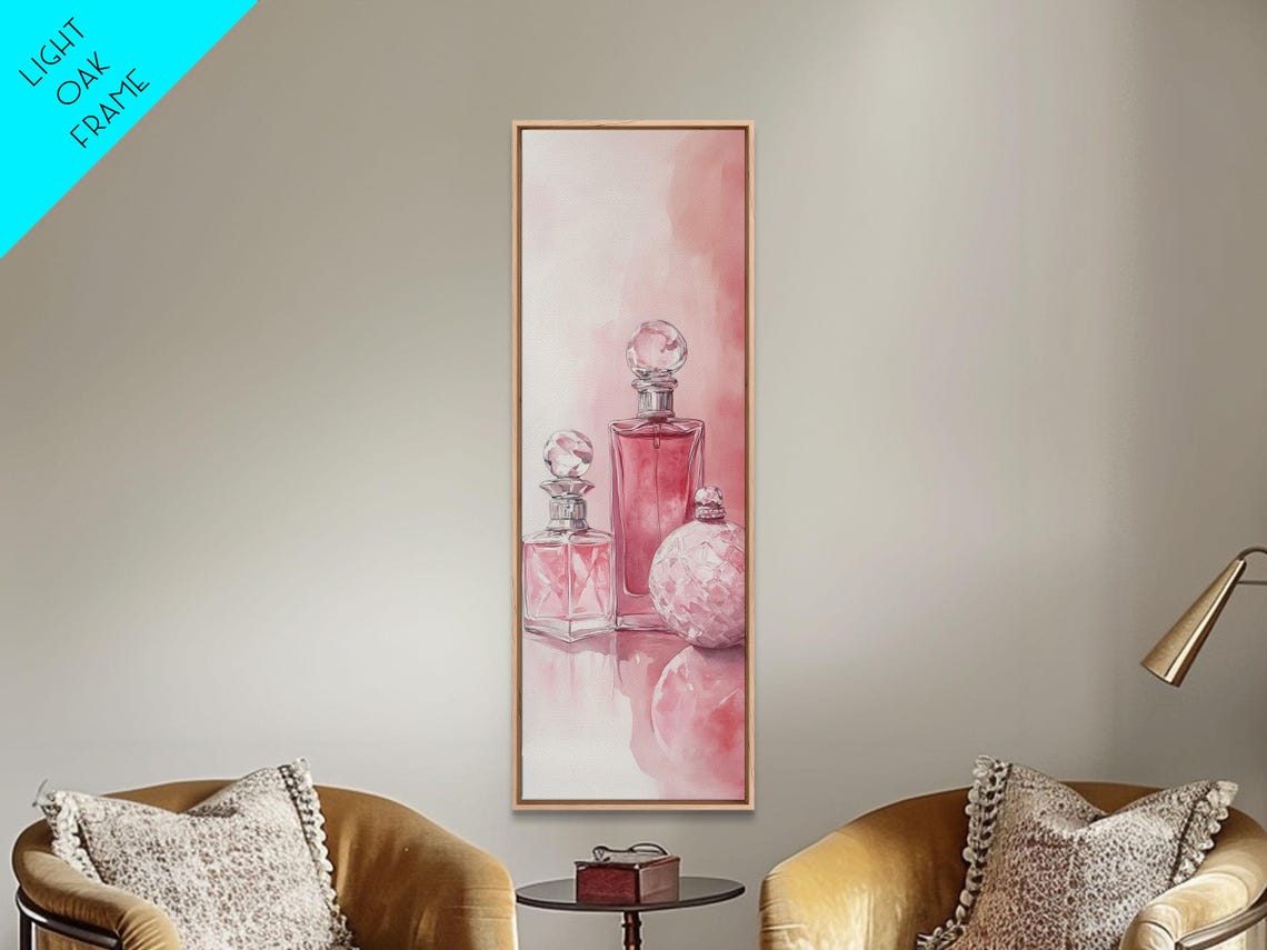 Pink Perfume Bottles Watercolor Elegant Feminine Vanity Art Poster - Image 3