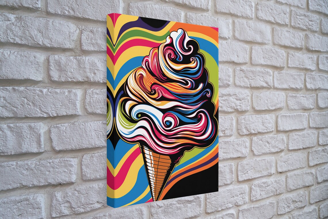 Pop Art Ice Cream Cone Art Print, Psychedelic Style - Image 4