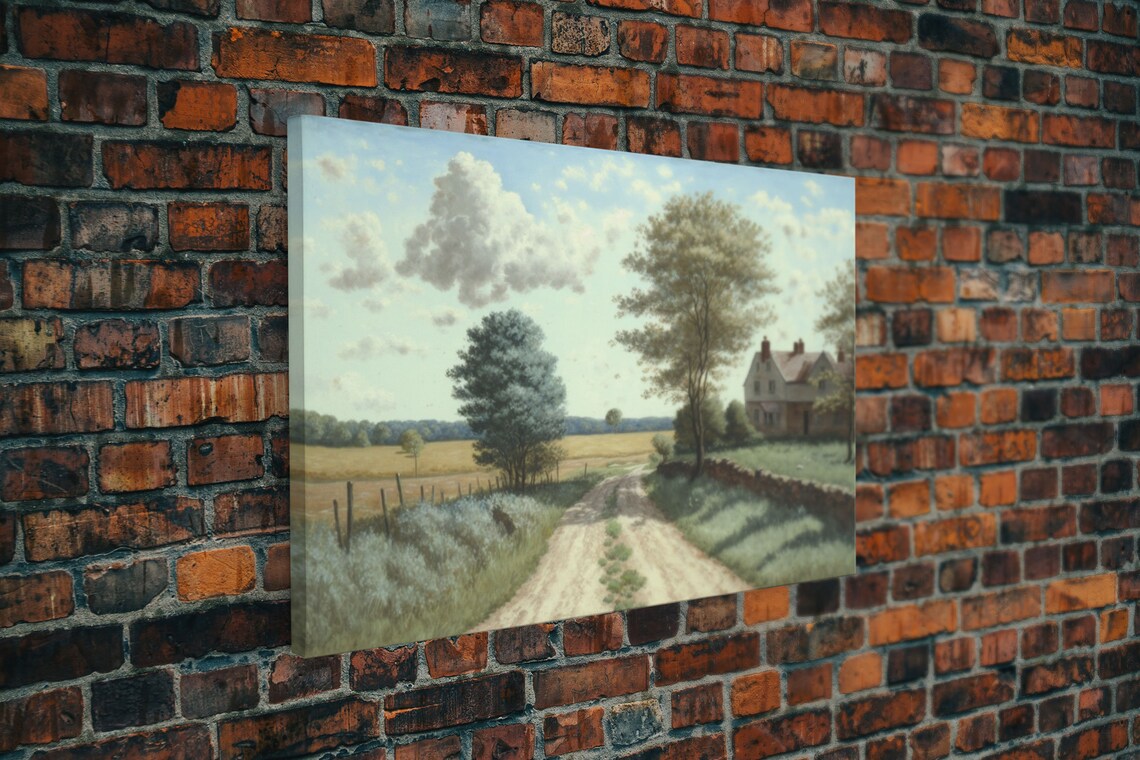 Dirt Road Farmhouse Summer Vintage Painting Rustic Pastoral Art Poster - Image 4
