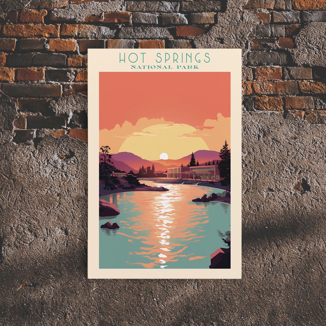 Hot Springs National Park Lake Sunset Bathhouse Arkansas Travel Poster - Image 6