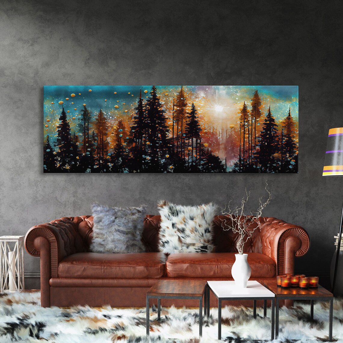 Abstract Forest Fire Art Print, Living Room Decor - Image 3