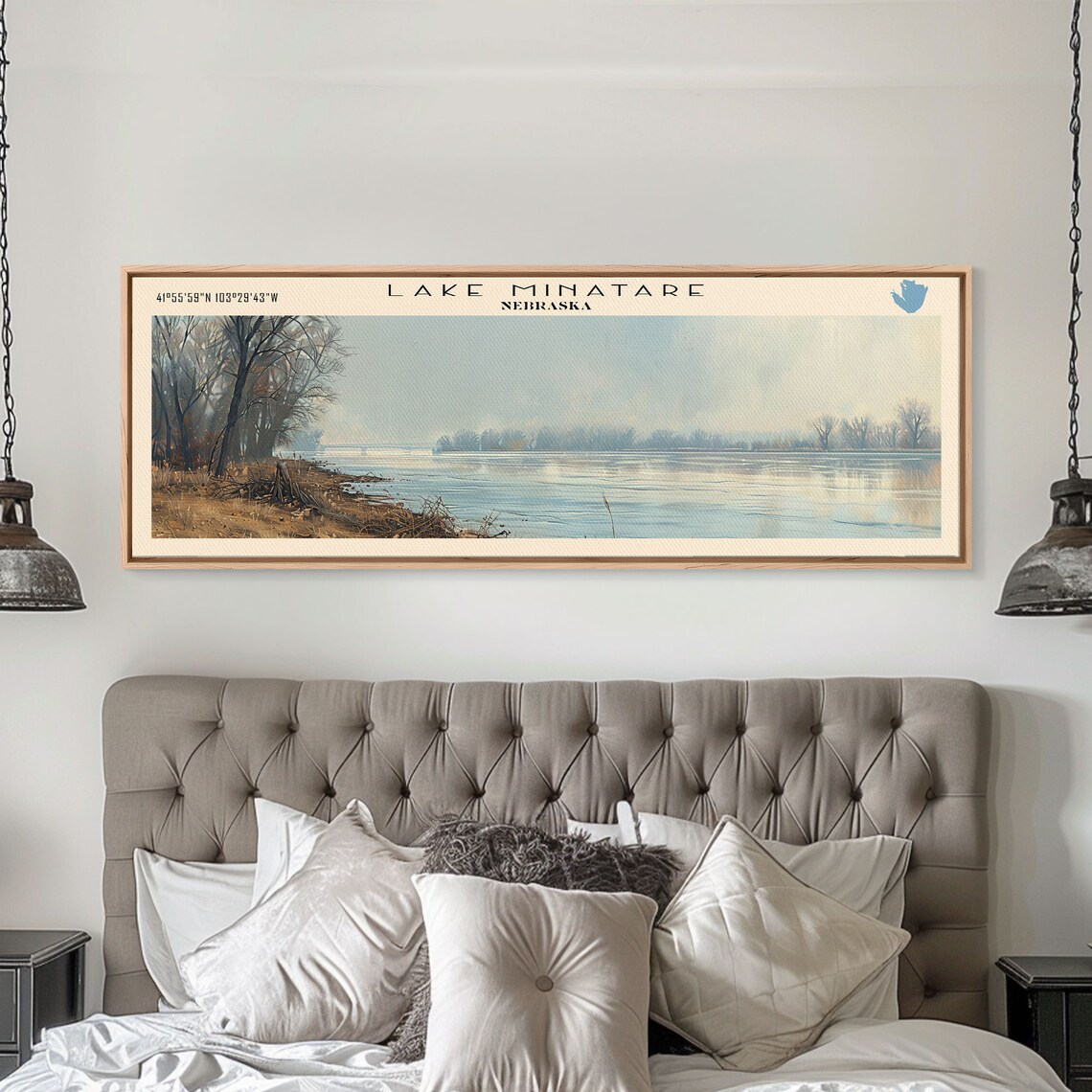 Lake Minatare Nebraska Icy Winter Shoreline Panoramic Travel Poster - Image 5