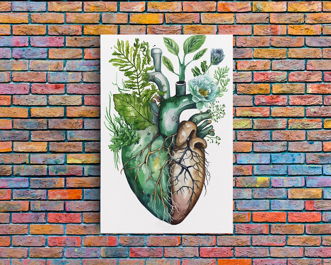 Florapunk Heart Watercolor Art Print, Anatomical Heart - Image 6