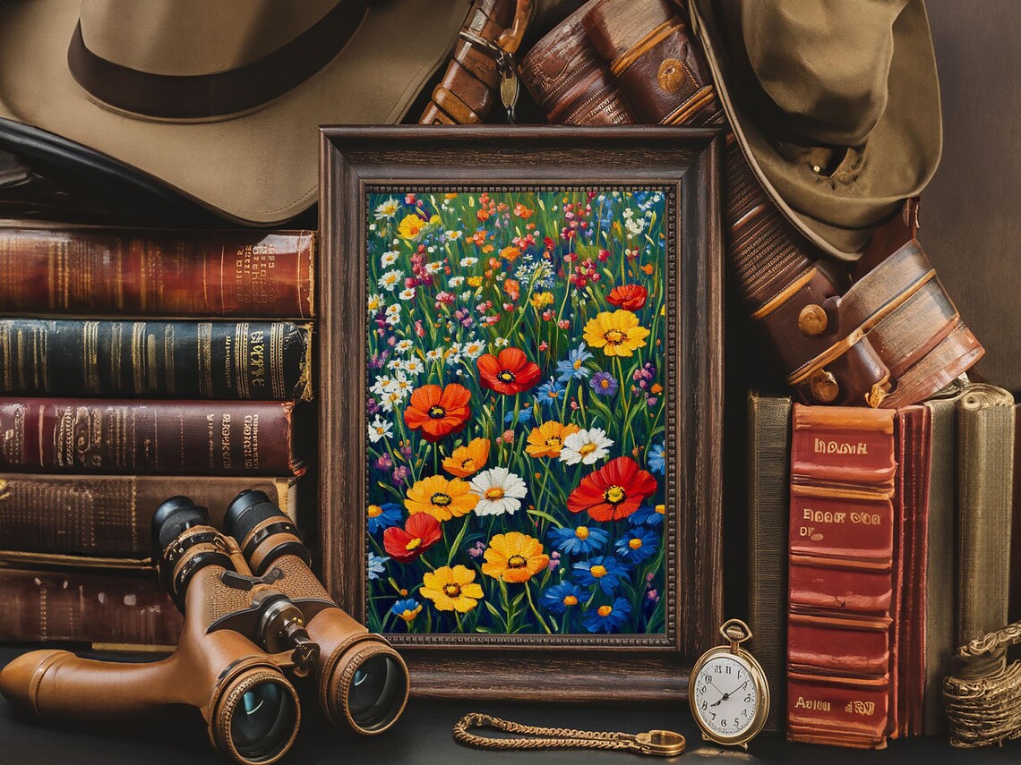 Vibrant Wildflower Field Red Poppies Colorful Floral Art Poster - Image 2