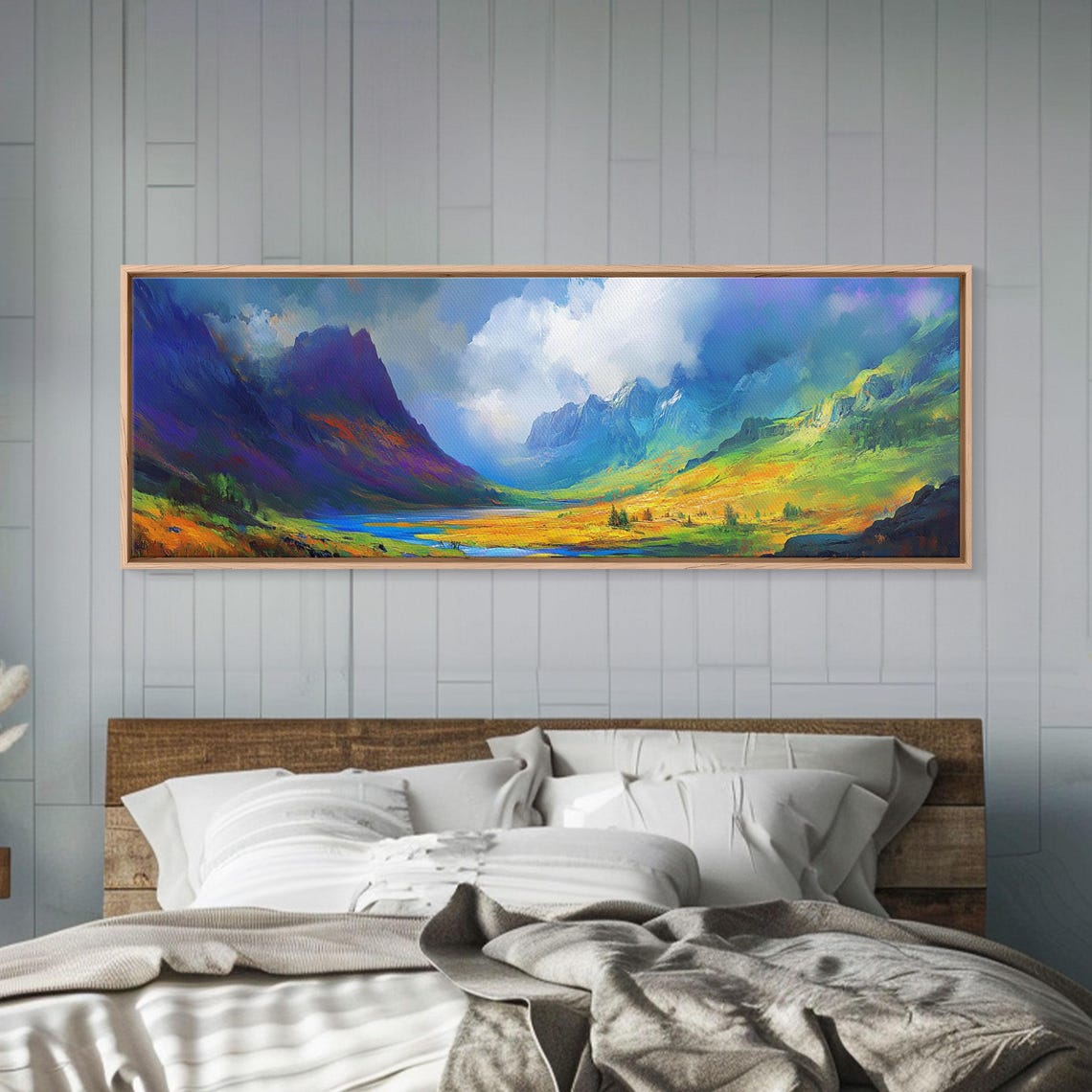 Colorful Fantasy Mountain Valley Purple Peaks Green Hills Poster - Image 3
