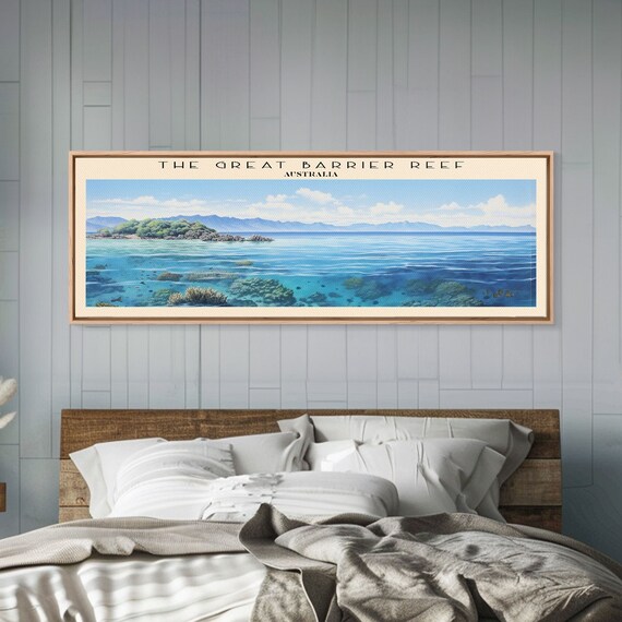 The Great Barrier Reef Travel Print Wall Art Panoramic Travel Poster Retro Style Home Decor Wall Hanging Travel Gift Idea