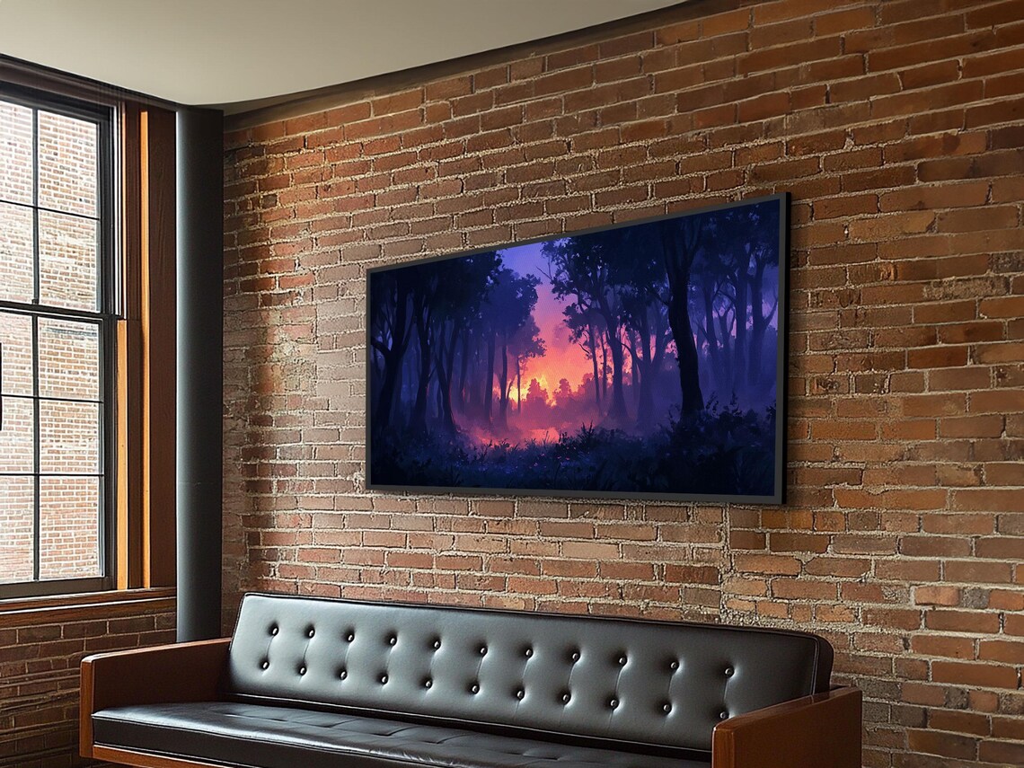 Dark Fantasy Forest Sunset Moody Purple Trees Landscape Art Poster - Image 4