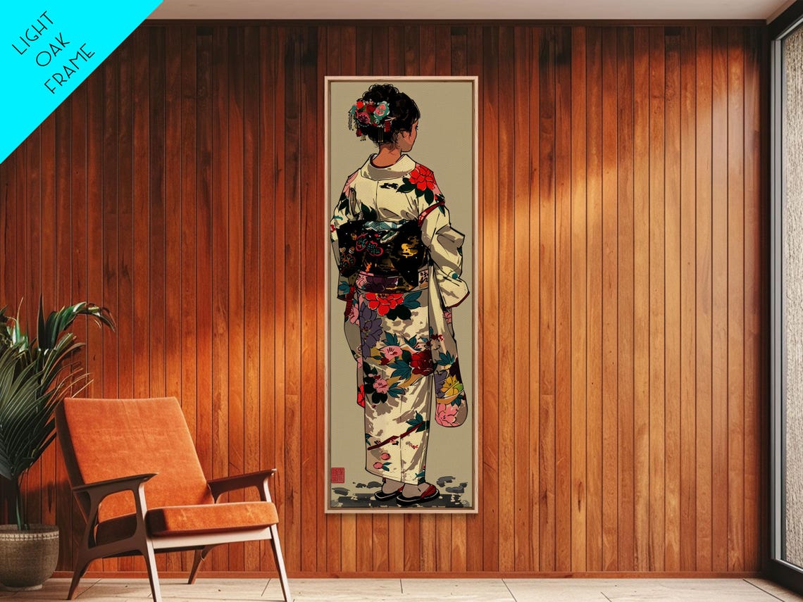 Traditional Japanese Kimono Floral Elegant Woman Ukiyo-E Art Print - Image 5