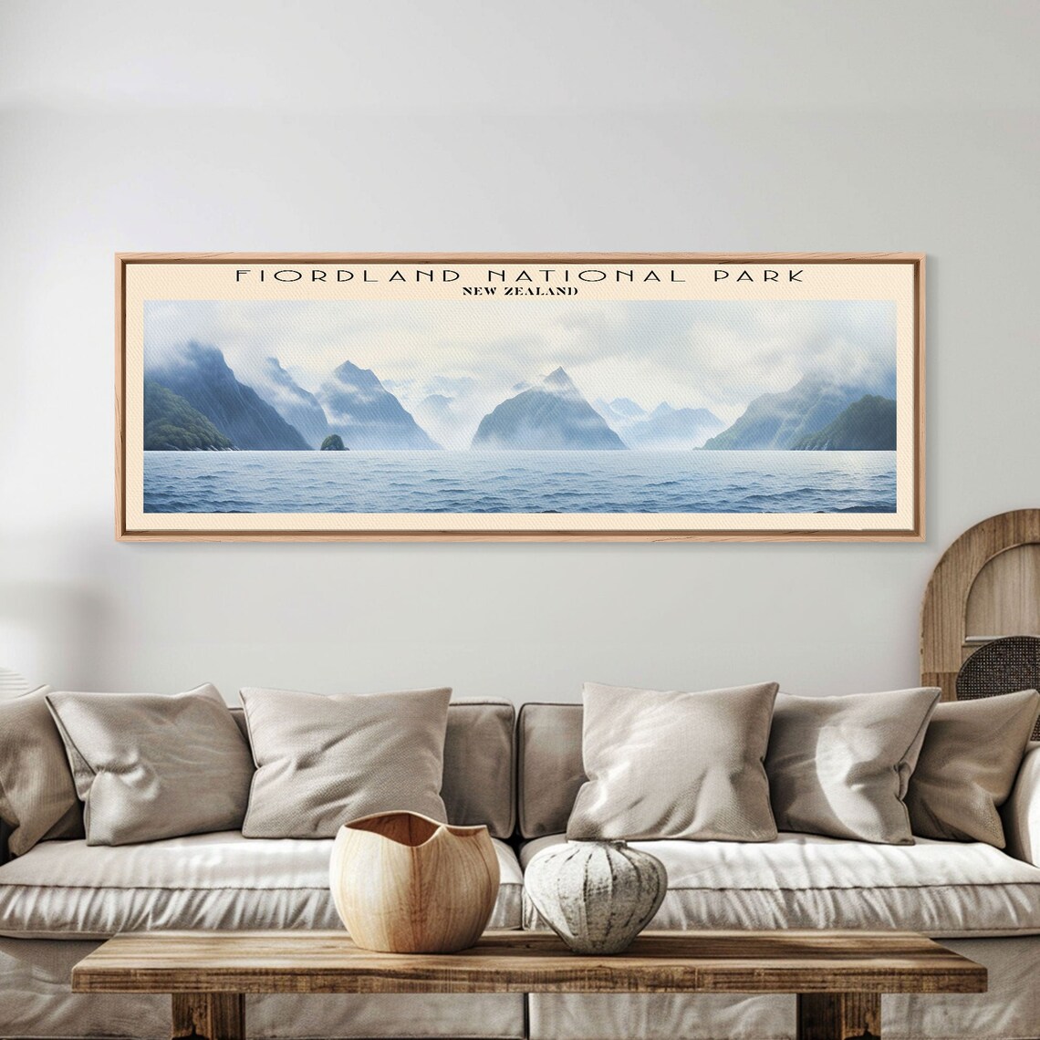 Fiordland New Zealand Misty Fjord Mountain Reflections Panoramic Travel Poster - Image 3