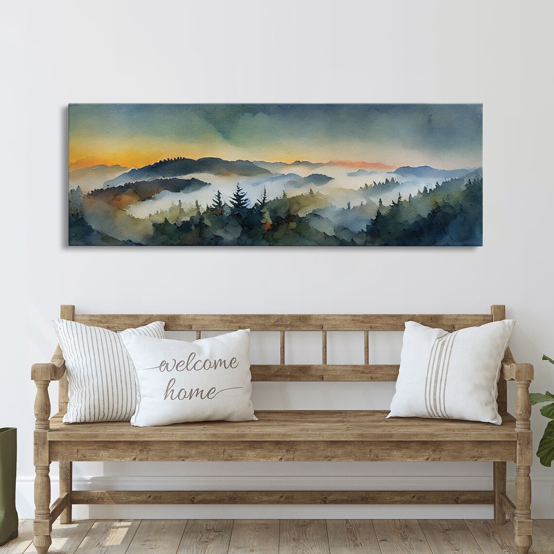 Watercolor Landscape Art Print, Panoramic Living Room - Image 4