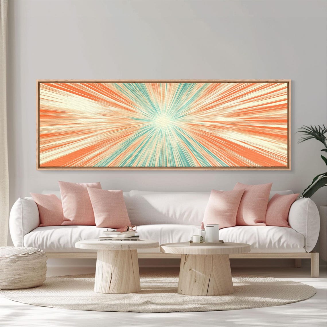 Light Speed Tunnel Pastel Orange Teal Starburst Abstract Poster - Image 6