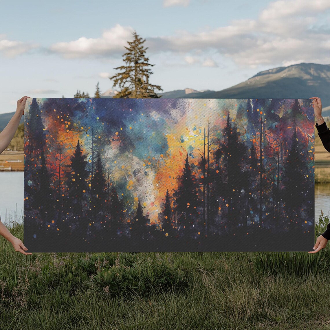Forest Fire Abstract Forest Landscape Art Print