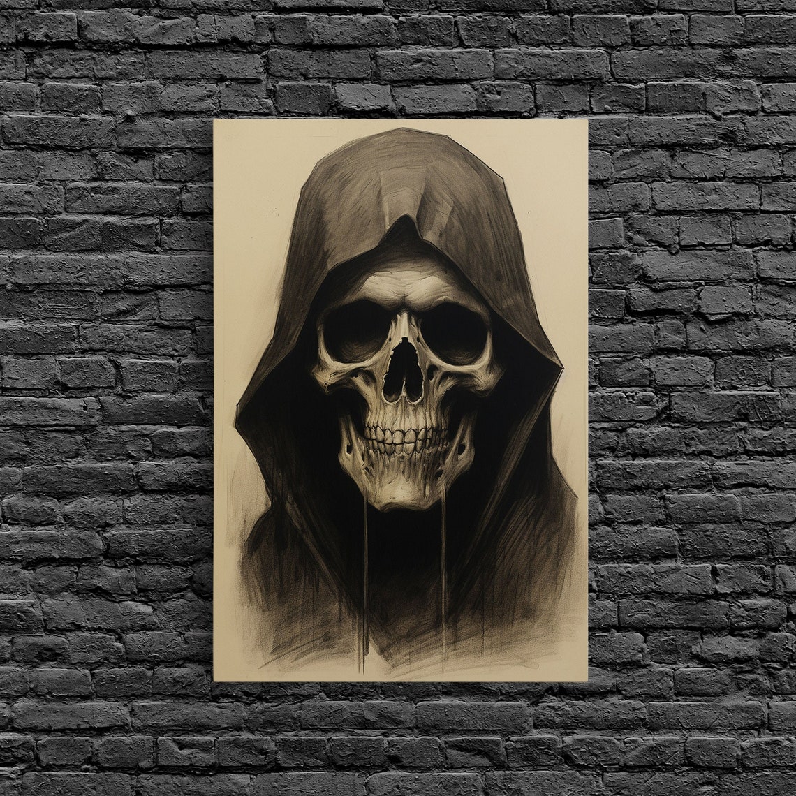 Skull Decor Charcoal Drawing Gothic Home Decor Print Wall Art Vertical Art Skull Gift Human Skull Decor Modern Art Prints - Image 6